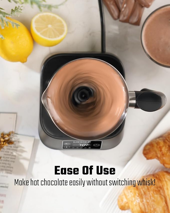 KIDISLE 5-in-1 Milk Frother and Steamer, 17oz Detachable Frother with Adjustable Temperature, Hot Chocolate Maker, Stainless Steel Milk Steamer, Hot & Cold Foam Maker, Dishwasher Safe