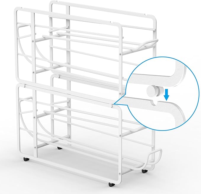 Canyave Soda Can Organizer Storage Rack, 2 Pack Stackable Beverage Soda Can Dispenser Organizer Holder for Refrigerator, Cabinet, Pantry (White)