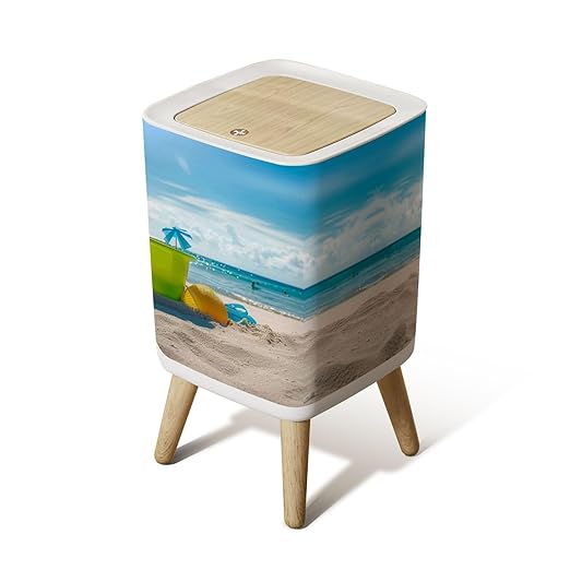 Small Trash Can with Lid Beach Toys Sand Wastebasket with Press Cover Dog Proof Garbage Can Waste Bin for Kitchen Bathroom Nursery 2.6 Gallon