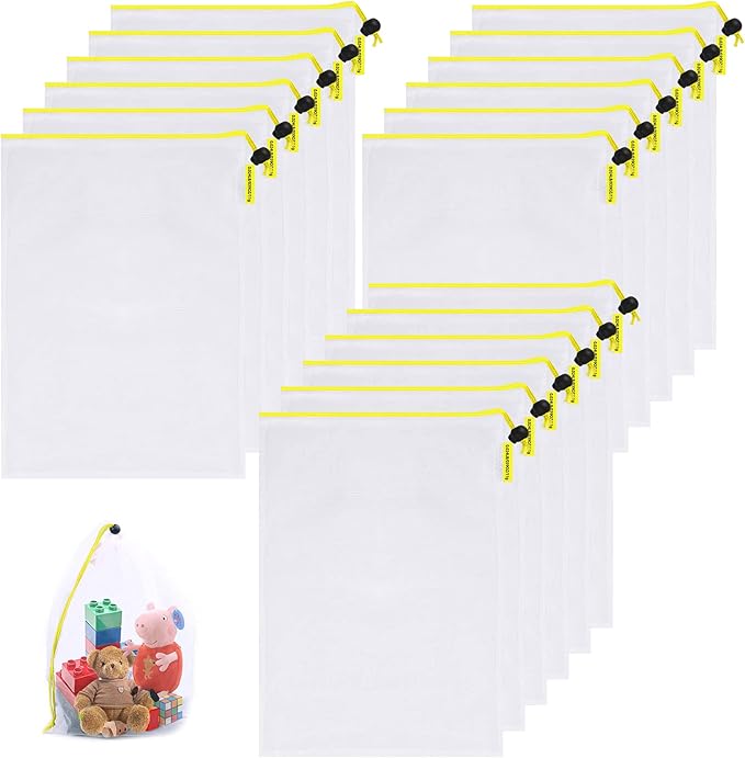 18 pack Reusable Produce Bags,Reusable produce bags for grocery,Thick Medium Pack mesh bags Washable Grogery Bags,useful for storage fruits,vegetables,toys