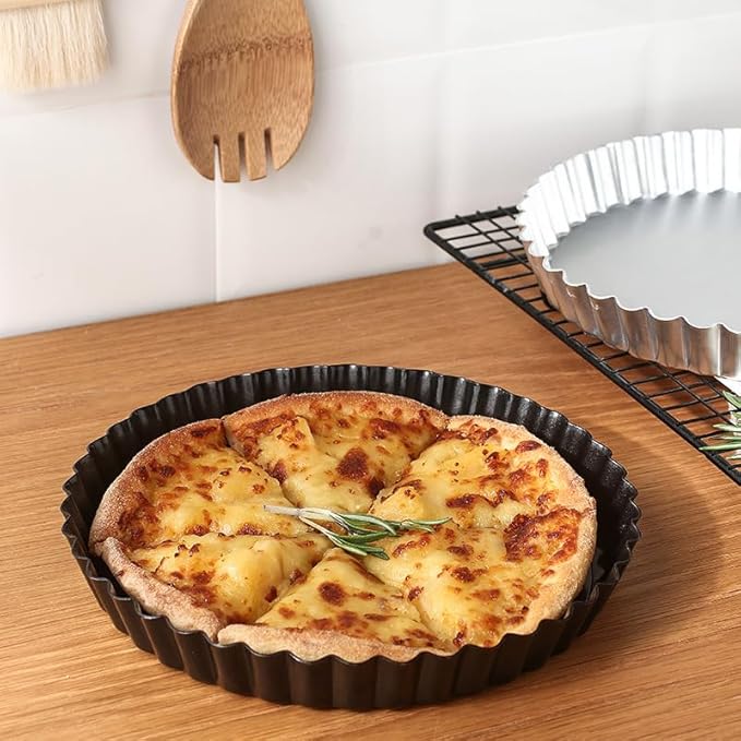 2 Pack Tart Pan 9 Inch Tart Pan with Removable Bottom, 1.1 Inch Deep Baking Pan