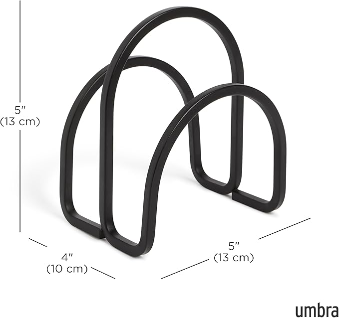 Umbra Squire Napkin Holder for Square and Rectangular Dinner, Cocktail, Luncheon Napkins, Modern Metal Design Looks Like Cast Iron, Black