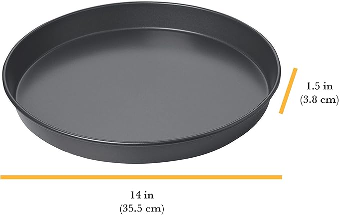Chicago Metallic 14-Inch Deep Dish Pizza Pan, Nonstick Carbon Steel Bakeware for Chicago-Style Pizza, Cookie Cakes, Thick Crust Pizzas, and More