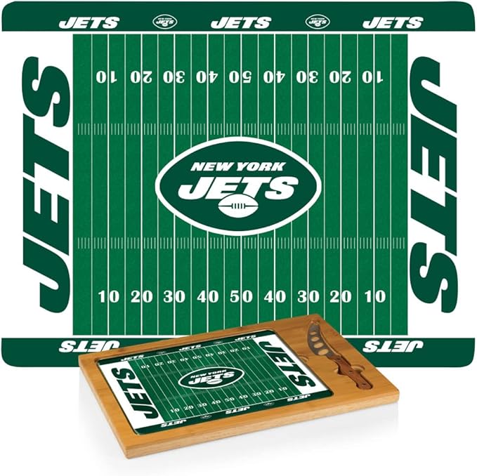 PICNIC TIME NFL Football Field Icon Glass Top Cutting Board & Knife Set, (Parawood & Bamboo)