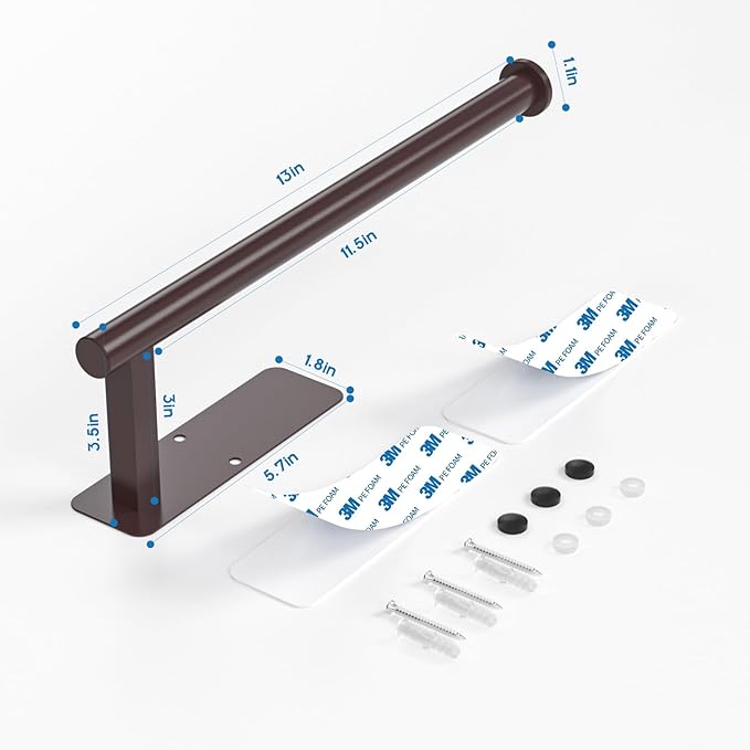 ASTOFLI Paper Towel Holder Under Cabinet No Drilling, Self Adhesive Paper Towel Holder Wall Mount for Kitchen Rack, Under Counter Napin Holder No Drill,RV, 304 Stainless Steel, Oil Rubbed Bronze 2Pack
