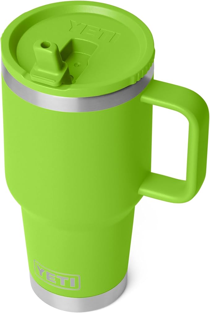 YETI Rambler 30 oz Travel Mug with Flip Straw Lid – Stainless Steel, Vacuum Insulated, Leakproof, Cup Holder Friendly