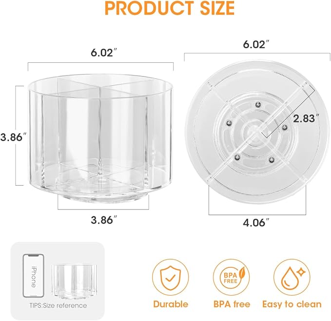 AIEVE Drink Packet Organizer, Lazy Susan 360° Turntable Organizer for Drink Mix Hydration Packets, Water Flavor Acrylic Container Tea Bag Holder for Kitchen Storage Organization