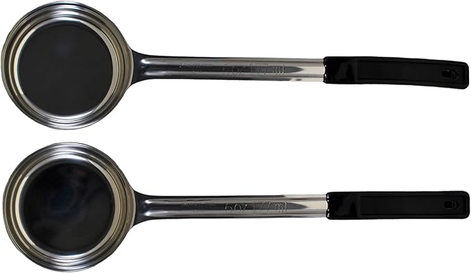6 Ounce Solid Stainless Steel Portion Control Ladle Spoon for Measuring and Serving; Commercial Grade Serving Scoops [Pack of 2]