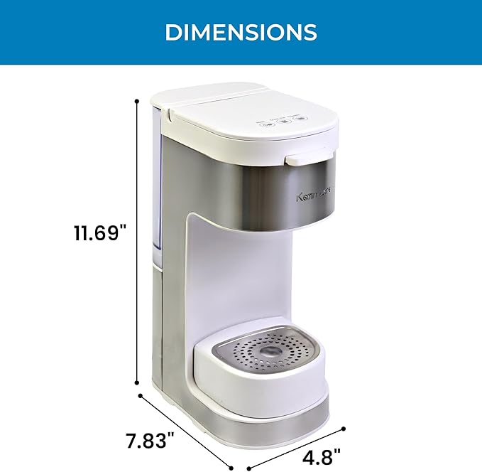 Kenmore Single Serve Coffee Maker – 6–12 Oz Brew Sizes, Compatible with Keurig K‑Cup Pods & Ground Coffee, One Cup Brewer, Travel Mug Friendly, Auto Shut‑Off, Hot & Iced maquina de cafe, White