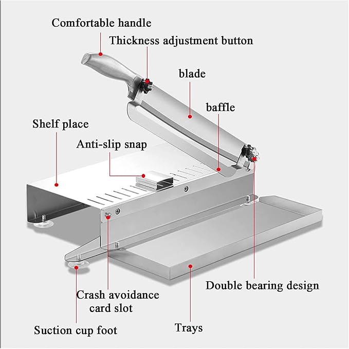 Manual Frozen Meat Slicer, Stainless Steel Meat Cutter Beef Mutton Roll Bacon Nougat for Home Cooking of Shabu Shabu Hotpot Korean BBQ