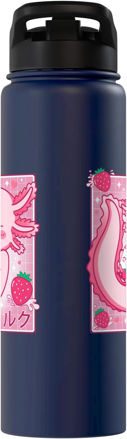 Kawaii Axolotl Strawberry Milk Shake Carton Japanese Anime Stainless Steel Insulated Water Bottle