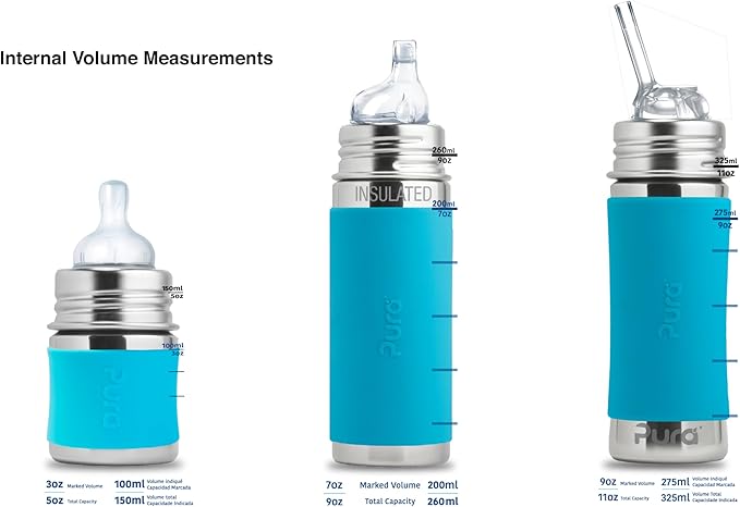 Pura Kid Insulated Stainless Steel Bottle - Plastic-Free, Silicone Straw, Anti-Colic, Unicorn