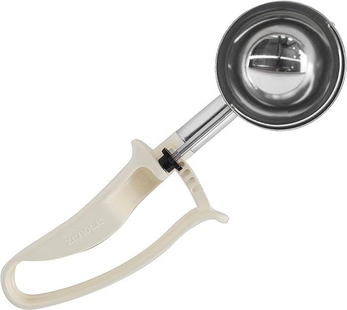 Zeroll 2010 Universal Standard Length EZ Disher Food Portion Control Scoop Designed for Right or Left Hand Use Dishwasher Safe NSF Approved, 2 5/8-Inch, Ivory