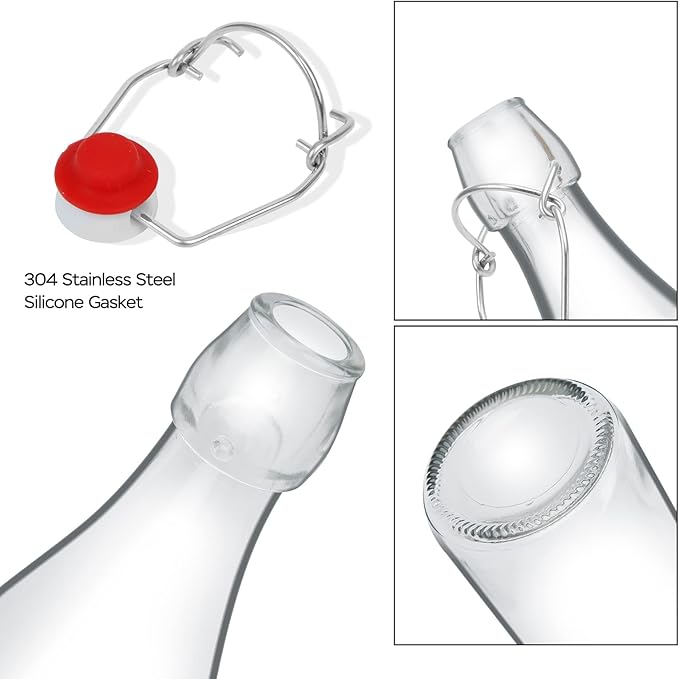 ZEBEIYU 32oz Beer Bottle,Swing Top Glass Kombucha Bottles with Stoppers for Brewing, Beverages, Smoothies, Kefir, Beer, Soda, Juicing, Kombucha, Oil, Water, Milk, Vinegar(4 Pack)
