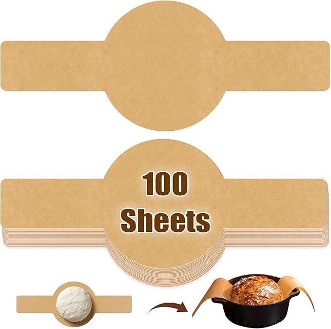 Parchment Bread Sling for Dutch Oven, Disposable Bread Baking Mat with Long Handles 100PCS Unbleached Sourdough Mat, Sourdough Bread Baking Supplies, Tools ＆ Accessories