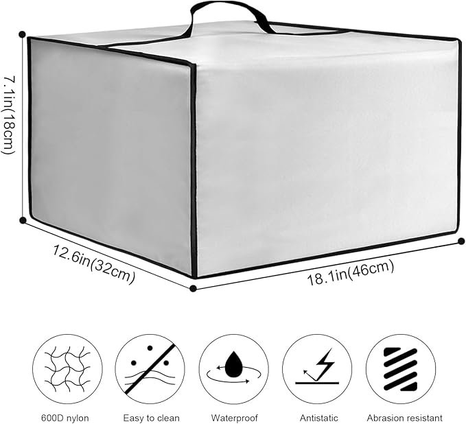 Electric Skillet Cover Electric Frying Pan Cover Heavy Duty Waterproof Heat-Resistant Nylon Covers Case for bella Make Take Oven Grill/for Crux Electric Skillet (Silver)