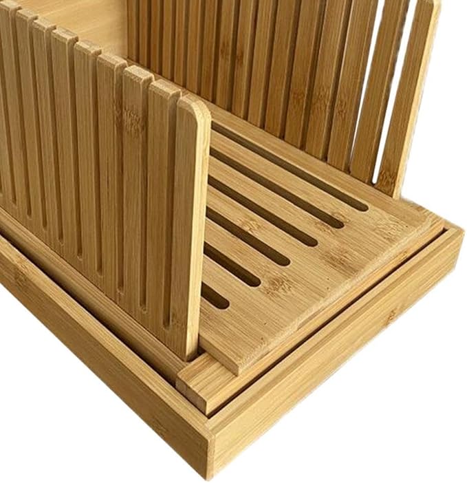 Generic Bamboo Bread Slicing Tool with Crumb Tray for Homemade Loaves, style B