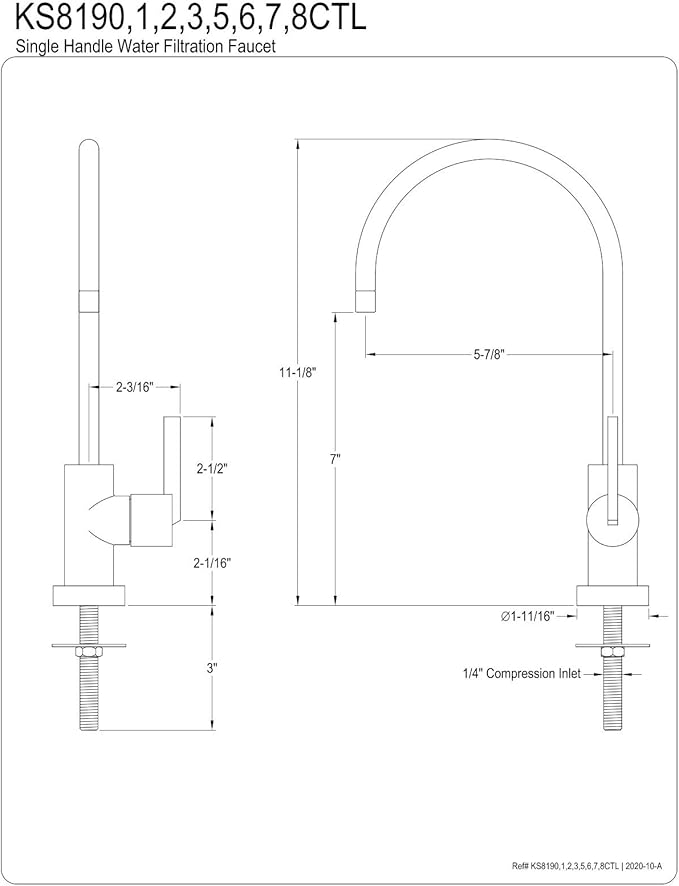 Kingston Brass KS8192CTL Continental Single-Handle Water Filtration Faucet, Polished Brass