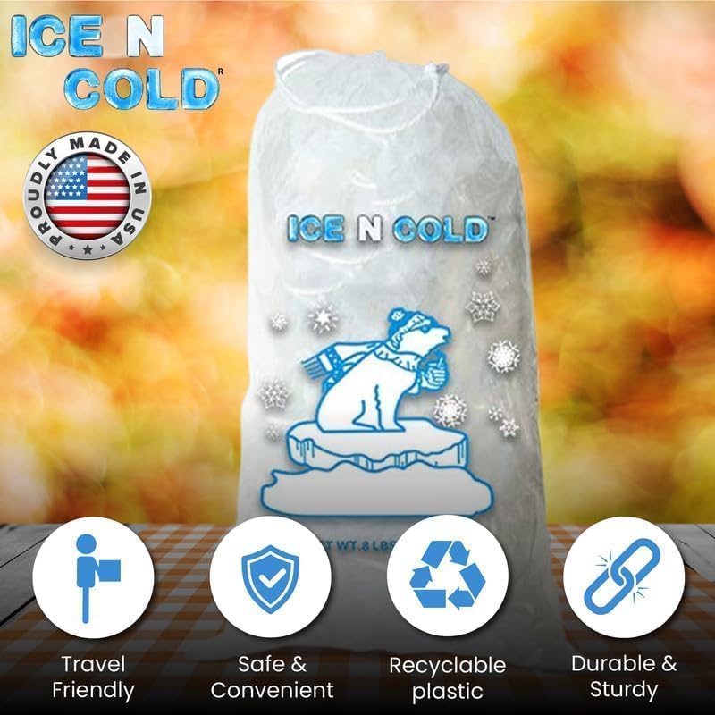Ice Bags with Drawstring Closure | 20lb, 300ct/cs | 50 mic Thickness | Portable Storage and Freezer Keeper