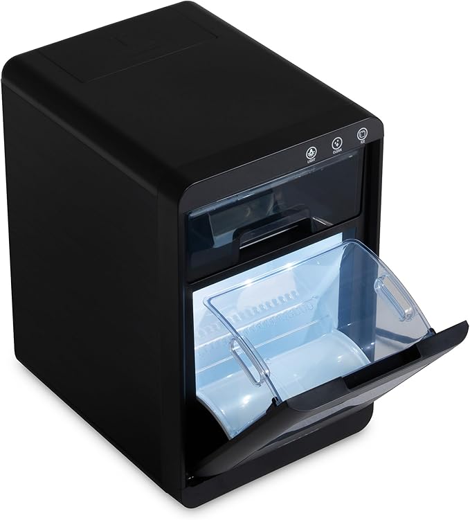 Nugget Ice Maker Countertop | 44 lbs/Day Pebble Ice Machine with Self-Cleaning | Soft Chewable Pebble & Sonic-Style Ice | Black Stainless Steel