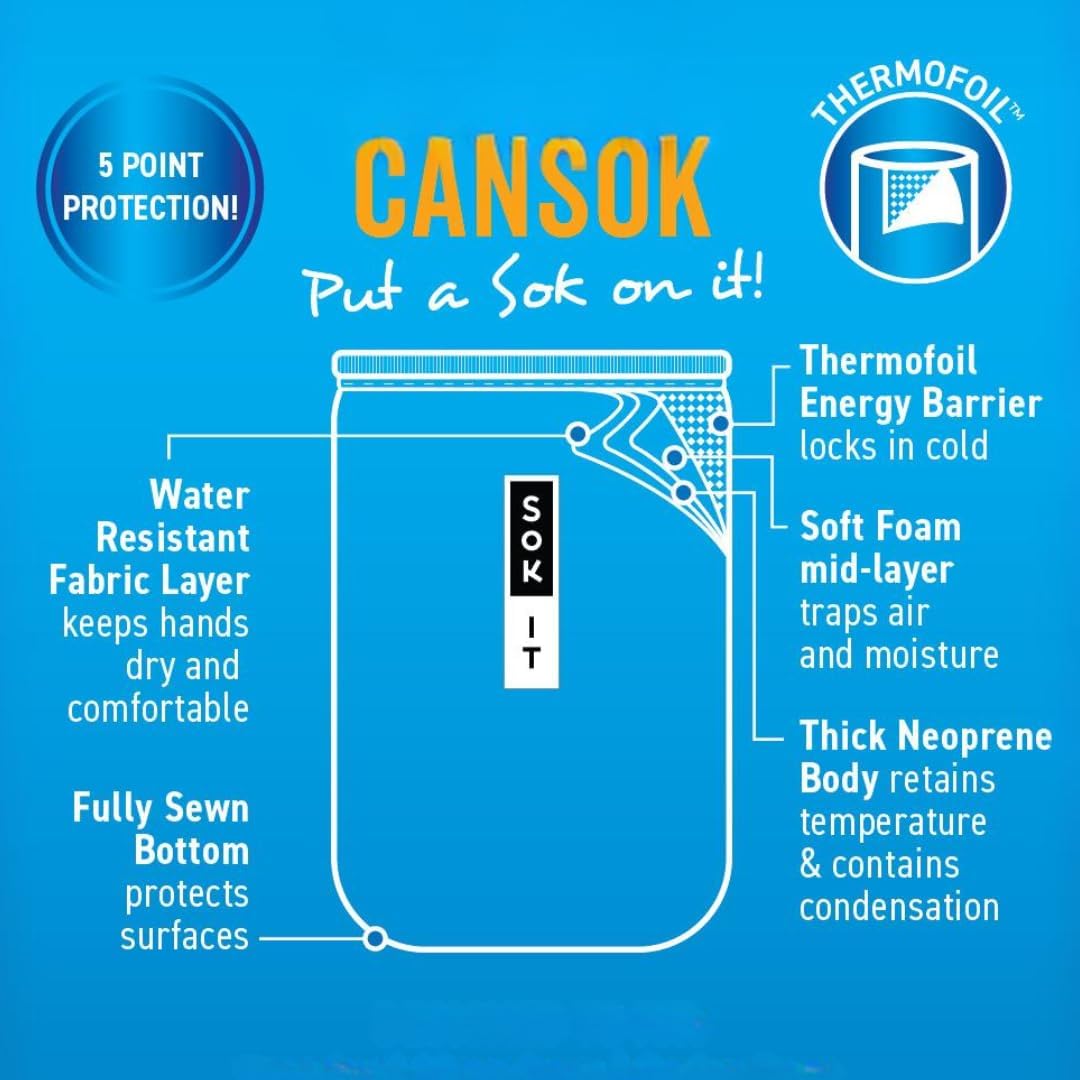 Sok It CanSok Sleeve for Beer & Soda Insulated Neoprene Cover (Well Read, 12oz Slim Can Sleeve)
