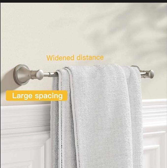 BESy Adjustable 16 to 26 Inch Bath Towel Bar Rack for Bathroom Towel Holder, Wall Mounted Towel Bar Rod Hanger Bathroom Hardware Accessories Hotel Style, Stainless Steel, Brushed Nickel