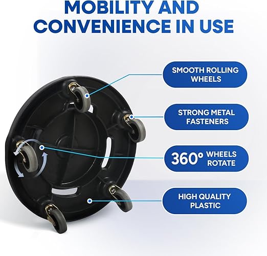 18" Trash Can Dolly with Wheels Black for 32 gal and 20 44 55 gal Brute Containers