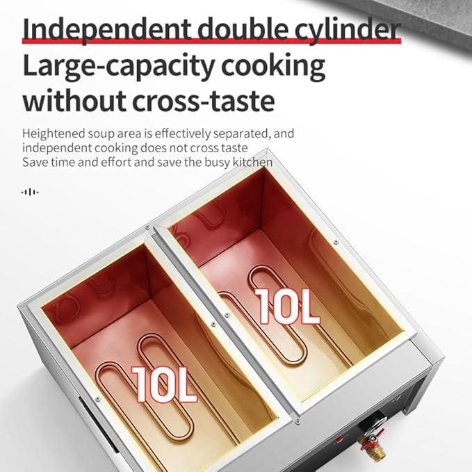 Commercial Pasta Cooker with drain valve 2 Independent Tank 4 Pasta Strainer Noodle Cooking Machine Pasta Makers Boiler Temperature Adjustable Boiler For Spaghetti Ramen 110V US plug