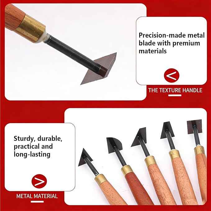 10-Piece Professional Pottery Trimming Tool Set, Ergonomic Ribbon Tools for Clay Sculpture, Craft Shaping & Soft Pottery, Comfortable Grip for Artisan Use