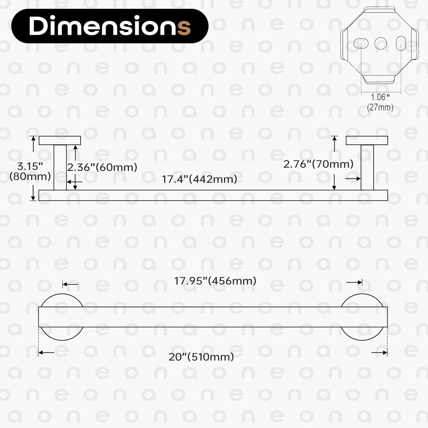 20 Inch Bathroom Towel Bar Bath Towel Rack Kitchen Towel Holder Towel Shelf Wall Mounted SUS304 Stainless Steel Brushed Nickel AN4001BR-L20