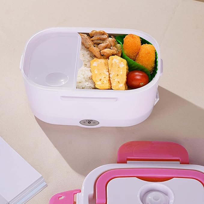 INVODA Lunch Box Food Heating Lunch Hot Box Portable Insulated Bento Box Electric Lunch Container for Office Travel Home 110V (Pink)