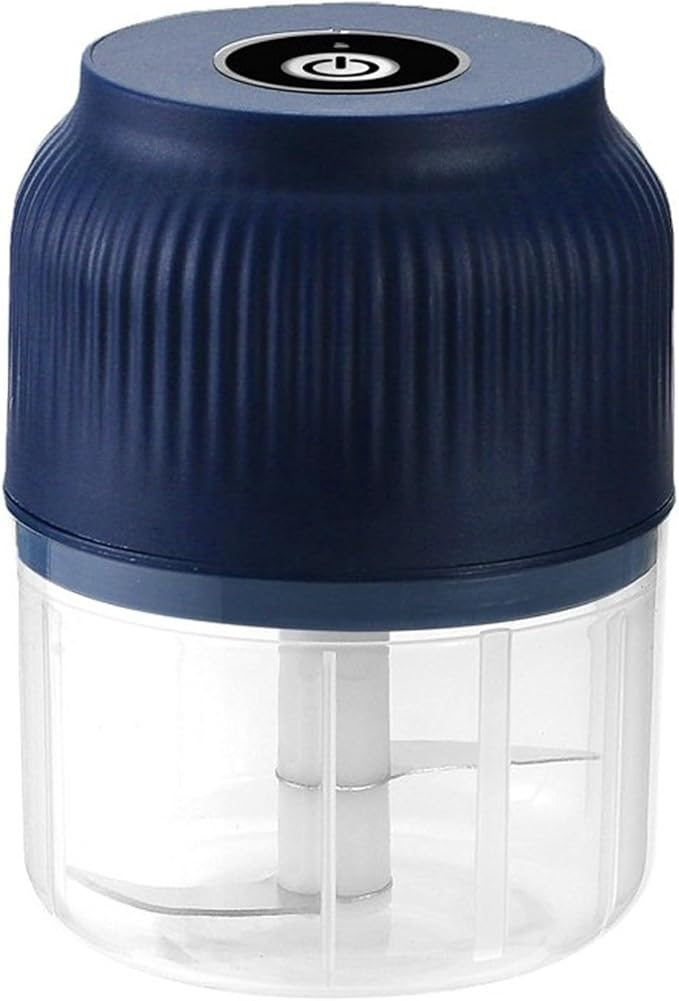 Electric Garlic Chopper, Rechargeable Cordless, Mini Portable Veggie Chopper with 2 Blades And Usb, Electric Garlic Masher for Mashing Onion Garlic Chili Ginger Fruits(Blue)