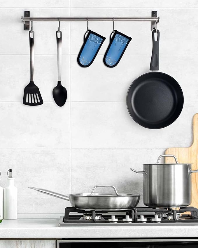 Blue Diamond Hot Handle Holder, Pot Pan Handle Covers, Shiny Modern Art Droplet Texture Cast Iron Skillet Handle Covers, Heat Protecting Pan Handle Sleeves Mitt for Kitchen Cookware, 4PCS