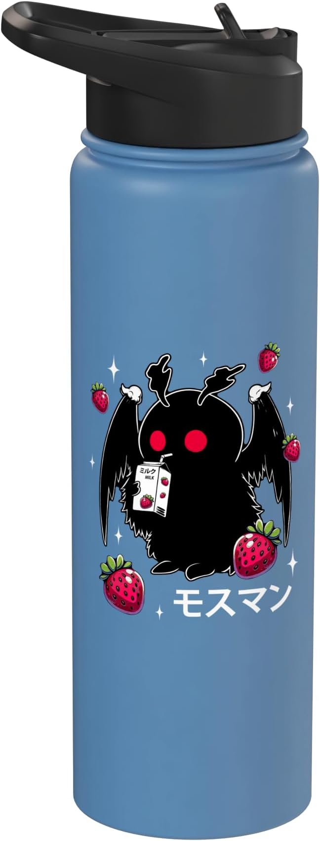 Mothman Cryptid Kawaii Strawberry Milk Shake Carton Stainless Steel Insulated Water Bottle