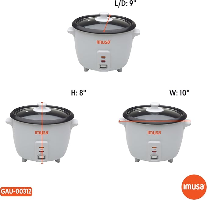 IMUSA Electric Rice Cooker 10 Cup Cooked 5 Cup Uncooked – Ceramic Nonstick Pot, Multi Cooker for Rice, Quinoa, Oatmeal, Stew – Keep Warm – Compact for Kitchen Dorm RV