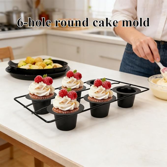 2 Pack 12-Cup Nonstick Popover Pans - Carbon Steel Round Bakeware Moulds for Muffins, Cupcakes, Cheesecakes, Quiches, Puddings | Halloween & Christmas Baking