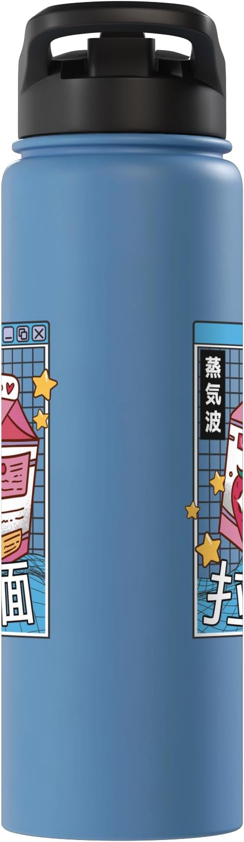 Strawberry Milk Carton Kawaii Grid Vaporwave Aesthetic Anime Stainless Steel Insulated Water Bottle