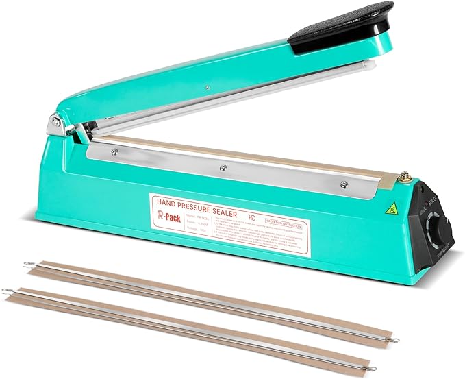 Impulse Heat Sealer with Seal bar, Heavy-Duty Bag Sealing & Cutting Machine, 2 Extra Replacements (blue, 12inch)