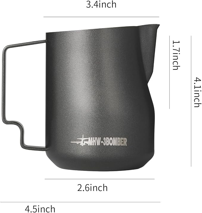 MHW-3BOMBER WDT Tool Espresso Distribution Tool with Magnetic Stand for Barista + MHW-3BOMBER Milk Frothing Pitcher 12oz Milk Frother Cup Espresso Steaming Pitcher