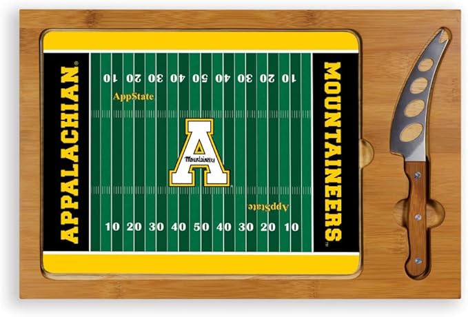 PICNIC TIME NCAA Icon Glass Top Cutting Board & Knife Set, Cheese Boards Charcuterie Boards, Serving Platter, (Parawood & Bamboo)