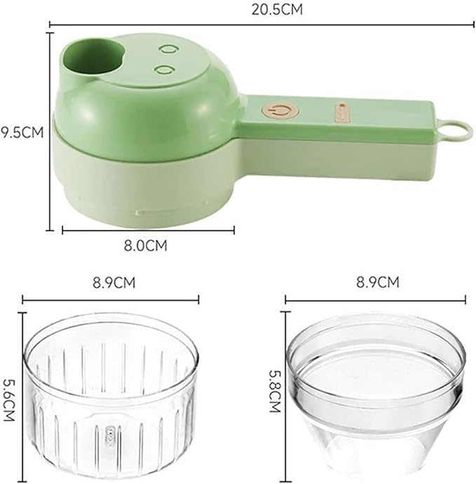4 in 1Handheld Electric Vegetable Cutter,Wireless Food Processor,Mini Wireless Electric Garlic Mud Masher for Garlic Pepper Chili Onion Celery Ginger Meat with Brush