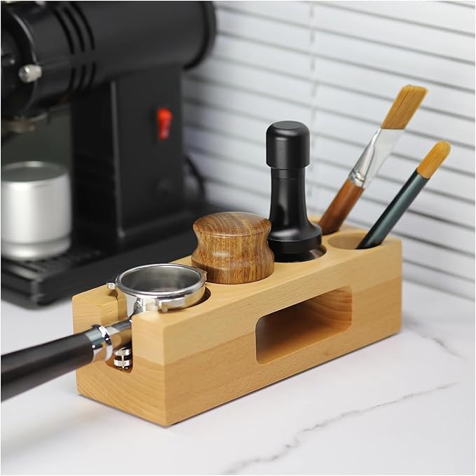 Walnut Wood Coffee Filter Holder, Espresso Tamper Mat Stand, Coffee Maker Support Base Rack, Barista Accessories(Right)