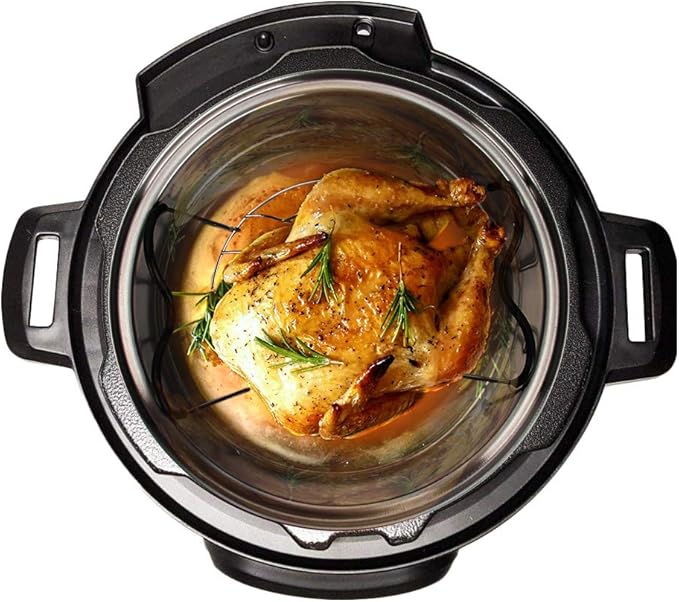 Steamer Rack Trivet with Heat Resistant Silicone Handles Compatible with Instant Pot Accessories 6 Qt 8 Quart, Stainless Steam Rack Pressure Cooker Trivet - Long Handles for Easy Chicken & Pot Removal