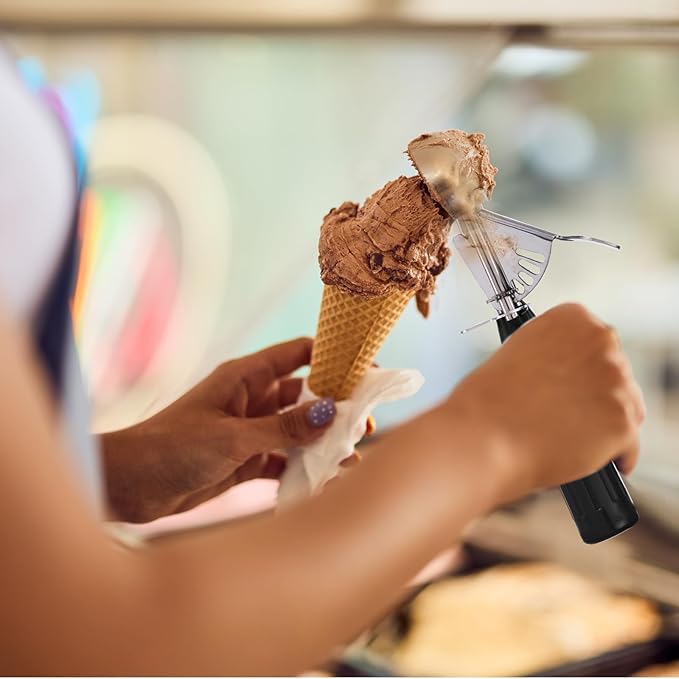 PATIKIL 1 Ounce Ice Cream Scoop with Trigger, Stainless Steel Portion Cookie Scoop with Thumb Trigger for Cookie Dough Cupcake Batter Baking, Black 30ML