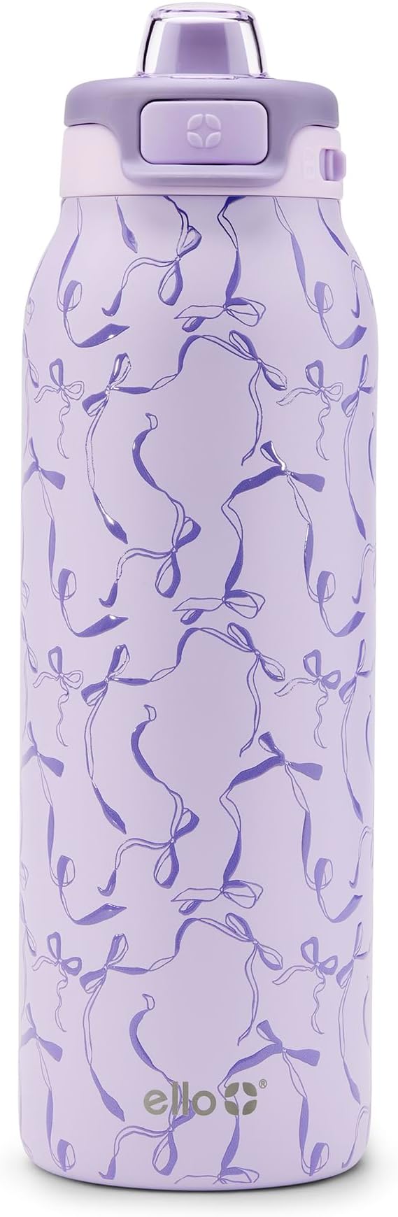 Ello Pop & Fill 32oz Stainless Steel Water Bottle with QuickFill Technology, Double Walled and Vacuum Insulated Metal, Leak Proof Locking Lid, Straw and Chug, Reusable, BPA Free, Take a Bow