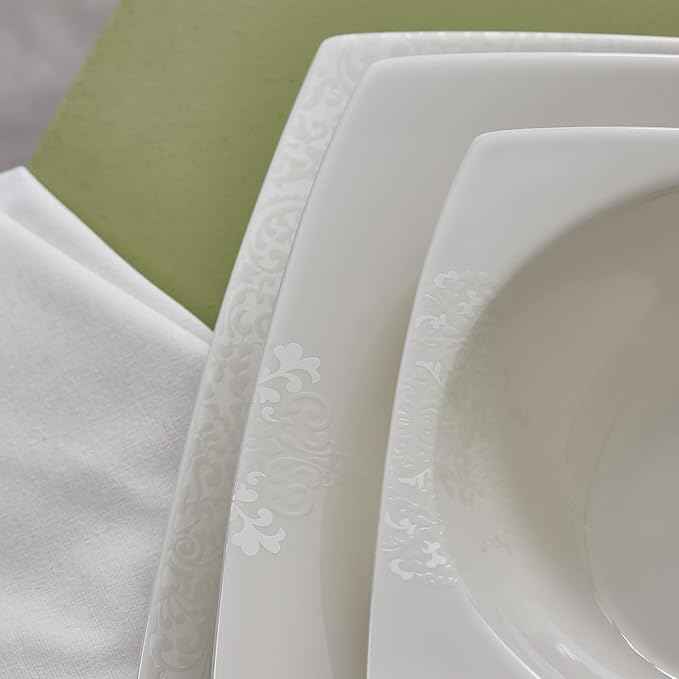 Karaca New Flava 24 Piece Porcelain Dinnerware Set for 6 People, Elegant Porcelain Dishware with Dinner, Pasta, Side Plates, Bowls, Kitchen Essentials Durable, Resistant, Ideal for Dinner Serving