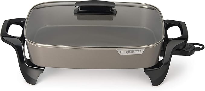 Presto Grey Ceramic 06856" Electric Skillet (16") and Presto Ceramic 22-inch 07062 Electric Griddle with removable handles, Black