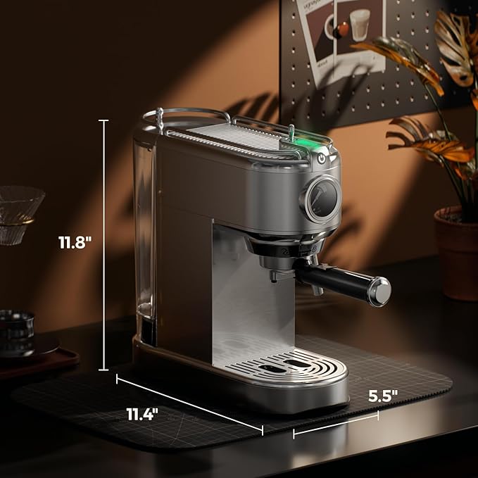 Espresso Machine 20 Bar, Compact Espresso Maker Stainless Steel 1450W Professional Coffee Machine for Latte & Cappuccino with Steam Wand