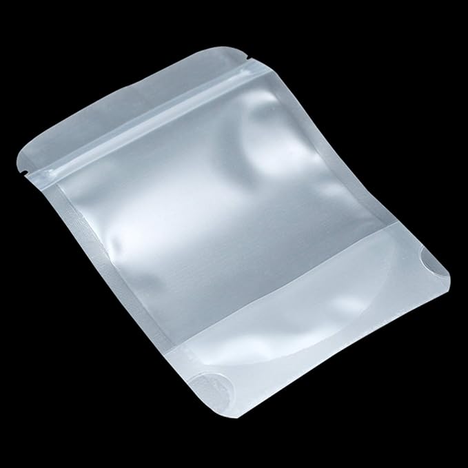 PABCK 100 Pcs 4.3x7.1 inch Resealable Stand Up Bags Matte Clear Zipper Lock Heat Seal Pouches with Tear Notch for Zip Food Storage Lock Packing