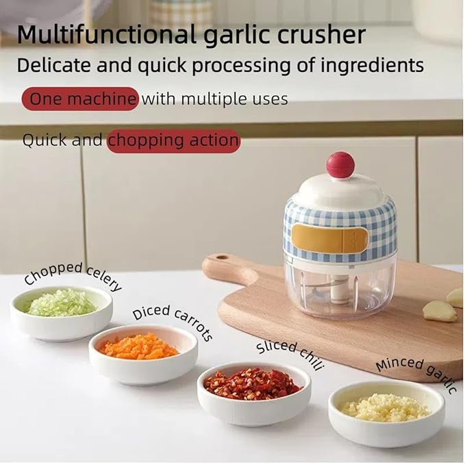 Velytycheon150ML Electric Garlic Chopper, Cordless Mini Chopper for Garlic Onion Ginger, USB Rechargeable Portable Vegetable Blender for Kitchen Cooking, Baby Food, Meat, Chili, Fruit (Pink)